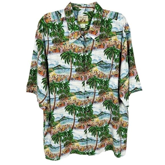 reyn spooner Other - Reyn Spooner Tropical Beach Scene Short Sleeve Button Up Hawaiian Shirt Men XL